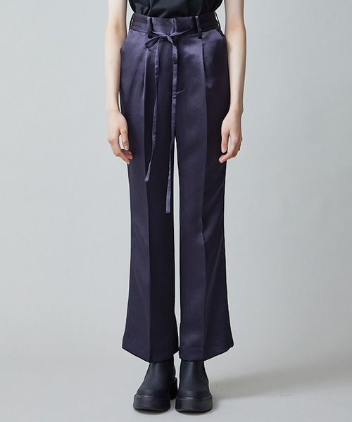 city（シティ）の「【CITY】ソフトリンクルサテンセミフレアーパンツ（その他パンツ・レディース・ネイビー/ブラウン・1/2）」の12枚目の写真