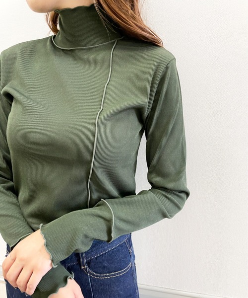 Meli rich（メリーリッチ）の「さり気ない洒落感。リブハイネックメロウプルオーバー（Tシャツ/カットソー・レディース・ブラック/カーキ/アイボリー・FREE）」の3枚目の写真