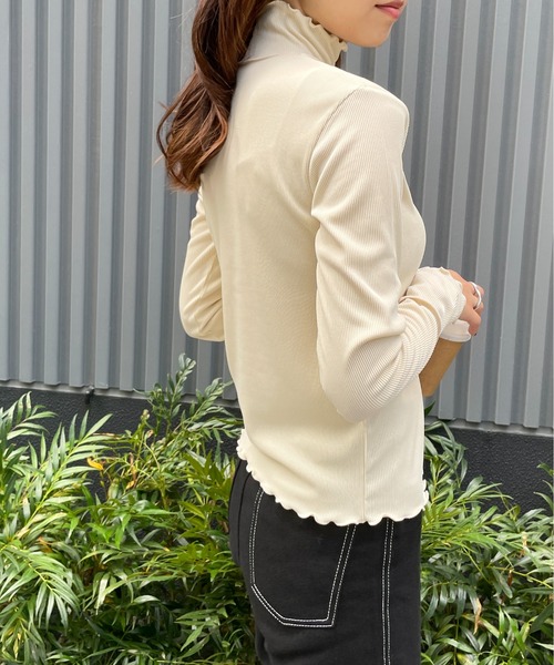 Meli rich（メリーリッチ）の「さり気ない洒落感。リブハイネックメロウプルオーバー（Tシャツ/カットソー・レディース・ブラック/カーキ/アイボリー・FREE）」の6枚目の写真