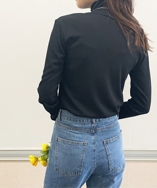 Meli rich（メリーリッチ）の「さり気ない洒落感。リブハイネックメロウプルオーバー（Tシャツ/カットソー・レディース・ブラック/カーキ/アイボリー・FREE）」の19枚目の写真