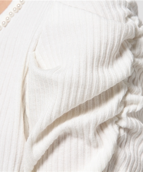 one after another NICE CLAUP（ワンアフターアナザーナイスクラップ）の「【ナイスクラップ】リブパワショルパールプルオーバー（Tシャツ/カットソー・レディース・オフホワイト/アイボリー/グレー/ネイビー・FREE）」の11枚目の写真