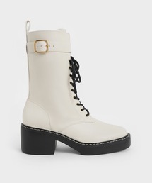 CHARLES & KEITH | 【販売終了】バックルレースアップ プラットフォームブーツ(ブーツ)
