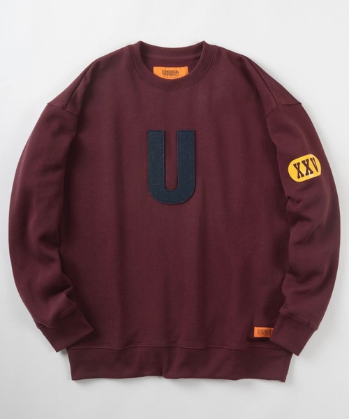 UNIVERSAL OVERALL(ユニバーサルオーバーオール)の「【UNIVERSAL OVERALL/ユニバーサルオーバーオール】ビッグシルエット 【U】パッチ ワンポイント スウェット/長袖トレーナー/裏起毛(スウェット・メンズ・ホワイト/ネイビー/グレー/ワイン・M/L/XL)」の1枚目の写真