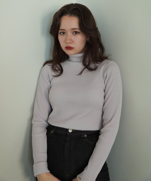 TINA:JOJUN(ティーナジョジュン)の「アンチピリング リブタートルニット TINA:JOJUN(ニット/セーター・レディース・ホワイト/ブラック/ベージュ/ミント/ライトピンク/ホワイト×パープル/クリーム/ブルー/レッド/グリーン/ブラウン/ネイビー/ベビーピンク・M)」の20枚目の写真