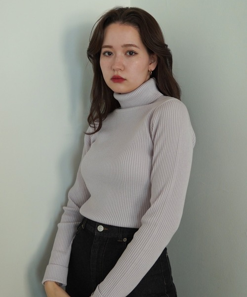 TINA:JOJUN(ティーナジョジュン)の「アンチピリング リブタートルニット TINA:JOJUN(ニット/セーター・レディース・ホワイト/ブラック/ベージュ/ミント/ライトピンク/ホワイト×パープル/クリーム/ブルー/レッド/グリーン/ブラウン/ネイビー/ベビーピンク・M)」の21枚目の写真