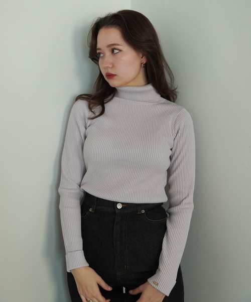 TINA:JOJUN(ティーナジョジュン)の「アンチピリング リブタートルニット TINA:JOJUN(ニット/セーター・レディース・ホワイト/ブラック/ベージュ/ミント/ライトピンク/ホワイト×パープル/クリーム/ブルー/レッド/グリーン/ブラウン/ネイビー/ベビーピンク・M)」の22枚目の写真