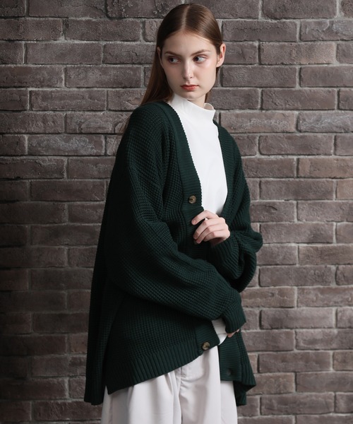 Art re A select（アトリエセレクト）の「COTTON WAFFLEKNIT OVERSIZED CARDIGAN/コットンワッフルニット オーバーサイズ カーディガン（カーディガン/ボレロ・メンズ・チャコールグレー/グレイッシュベージュ/ブルーグレー/ブラック/ケリー/オフホワイト/イエロー/ロイヤルブルー/ダークグリーン/オレンジ・L/M）」の17枚目の写真