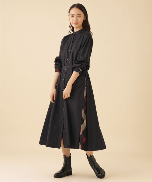 CB CRESTBRIDGE（シービークレストブリッジ）の「サイドチェックワンピース（ワンピース・レディース・ダークネイビー/ベージュ系その他7・M/S）」の2枚目の写真