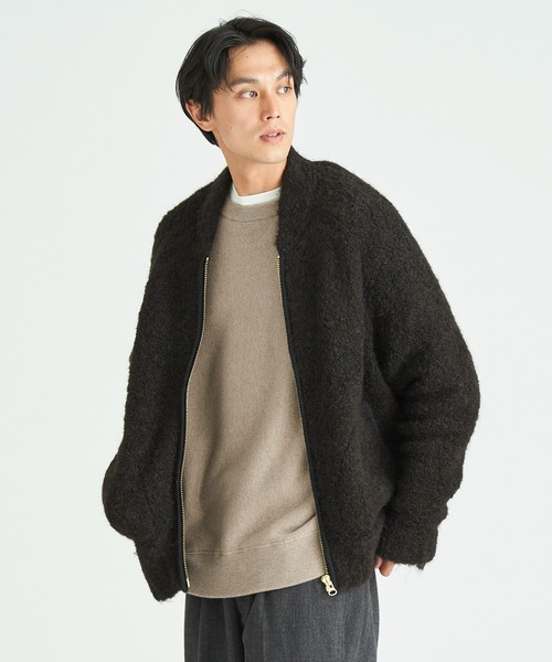 ESTNATION(エストネーション)の「ESTNATION / MA-1 アルパカニットブルゾン(MA-1・メンズ・グレー/ダークブラウン・MEDIUM/LARGE)」の12枚目の写真