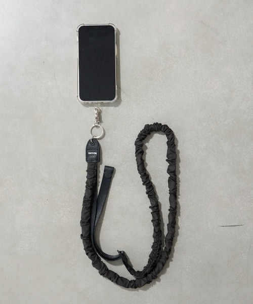 Beau're(ヴュレ)の「【全機種対応】ナイロン シャーリング モバイルストラップ スマホストラップ(スマホグッズ・レディース・ブラック/ベージュ/カーキ・フリー)」の1枚目の写真