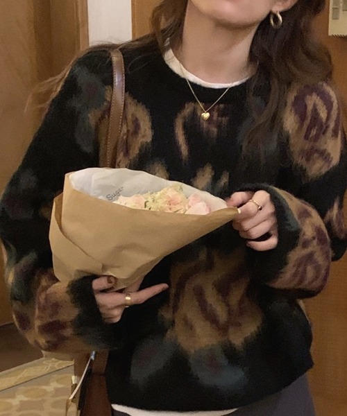 AsRiRe（アスリレイ）の「【AsRiRe】花柄ニットプルオーバー（ニット/セーター・レディース・ブラック/レッド・M）」の10枚目の写真