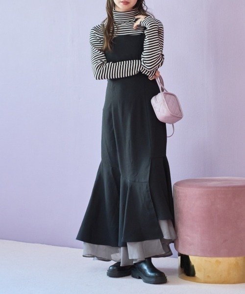 OLIVE des OLIVE(オリーブデオリーブ)の「【WEB限定】裾シフォンマーメイドキャミワンピース(ワンピース・レディース・ブラック/ブラウン/アイボリー・FREE)」の14枚目の写真