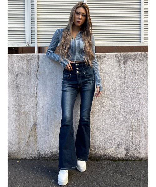 EGOIST（エゴイスト）の「衿付ファスナーニットトップス（ニット/セーター・レディース・ブラック/ベージュ/ブルー・FREE）」の18枚目の写真