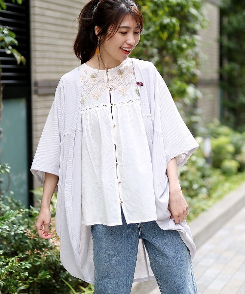 チチカカ（チチカカ）の「サラサラテレコカーディガン（カーディガン/ボレロ・レディース・グレー/ブルー/ブラック/カーキ・FREE）」の9枚目の写真