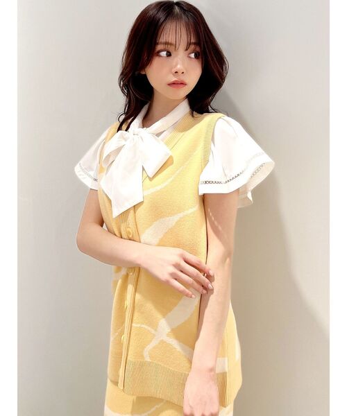 RESEXXY（リゼクシー）の「ニュアンスパターンニットベスト【セットアップ着用可能】（ベスト・レディース・ブラック/ピンク/イエロー・FREE）」の13枚目の写真