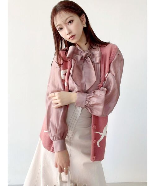 RESEXXY（リゼクシー）の「ニュアンスパターンニットベスト【セットアップ着用可能】（ベスト・レディース・ブラック/ピンク/イエロー・FREE）」の17枚目の写真