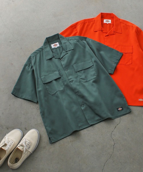 Dickies（ディッキーズ）の「【Dickies】DK WORK SHIRT / ディッキーズ 半袖 ワークシャツ（シャツ/ブラウス・メンズ・ベージュ/ブルー系その他/ミント/グリーン/ライトブラウン/オフホワイト/ブラック/ネイビー/オレンジ/チャコール・M/L/XL）」の16枚目の写真
