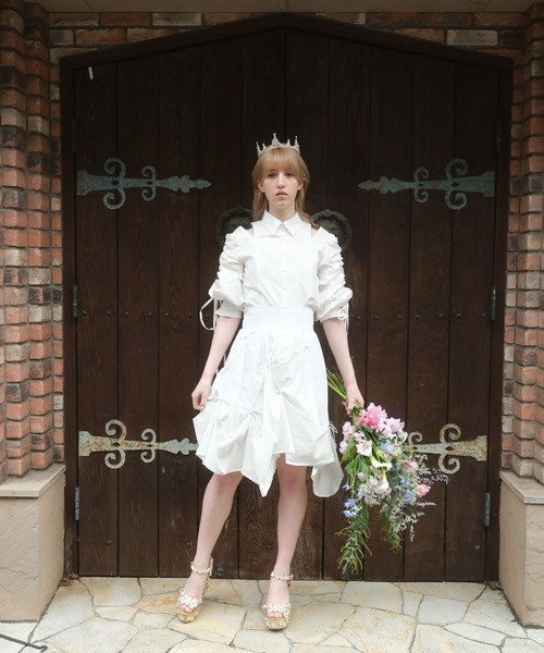 PAIN（ペイン）の「スリーブギャザーブラウス（シャツ/ブラウス・レディース・チェック/ホワイト/ブルー・FREE）」の2枚目の写真