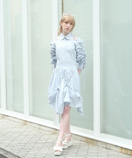 PAIN（ペイン）の「スリーブギャザーブラウス（シャツ/ブラウス・レディース・チェック/ホワイト/ブルー・FREE）」の4枚目の写真