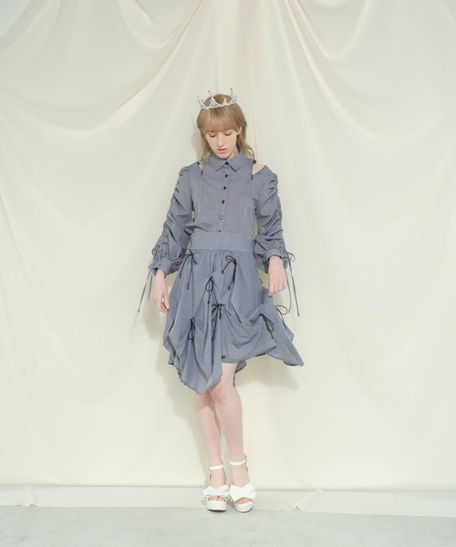 PAIN（ペイン）の「スリーブギャザーブラウス（シャツ/ブラウス・レディース・チェック/ホワイト/ブルー・FREE）」の6枚目の写真