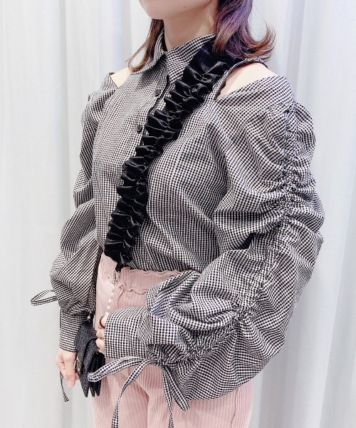 PAIN（ペイン）の「スリーブギャザーブラウス（シャツ/ブラウス・レディース・チェック/ホワイト/ブルー・FREE）」の20枚目の写真