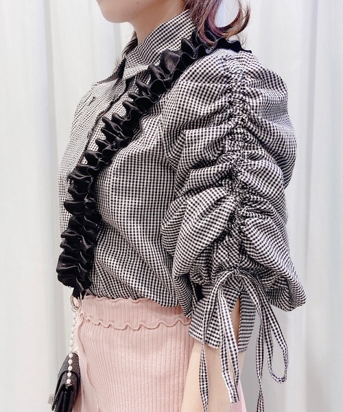 PAIN（ペイン）の「スリーブギャザーブラウス（シャツ/ブラウス・レディース・チェック/ホワイト/ブルー・FREE）」の19枚目の写真