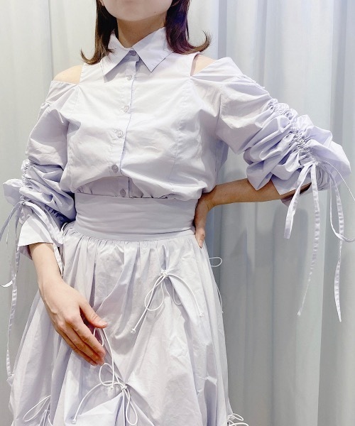 PAIN（ペイン）の「スリーブギャザーブラウス（シャツ/ブラウス・レディース・チェック/ホワイト/ブルー・FREE）」の11枚目の写真