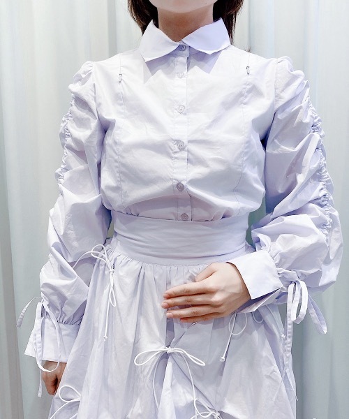 PAIN（ペイン）の「スリーブギャザーブラウス（シャツ/ブラウス・レディース・チェック/ホワイト/ブルー・FREE）」の10枚目の写真