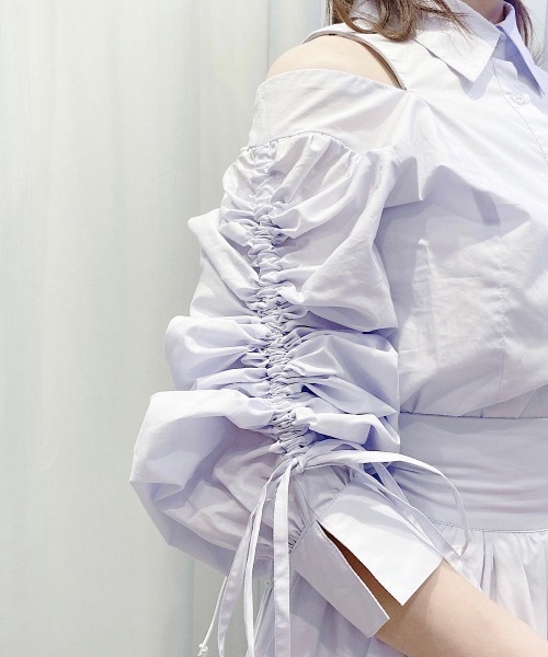 PAIN（ペイン）の「スリーブギャザーブラウス（シャツ/ブラウス・レディース・チェック/ホワイト/ブルー・FREE）」の16枚目の写真