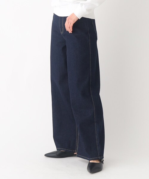 OPAQUE.CLIP（オペークドットクリップ）の「◆オーガニックコットン混デニム バギーパンツ（デニムパンツ・レディース・ダークネイビー/オフホワイト/ブルー・36/38/40/42）」の3枚目の写真