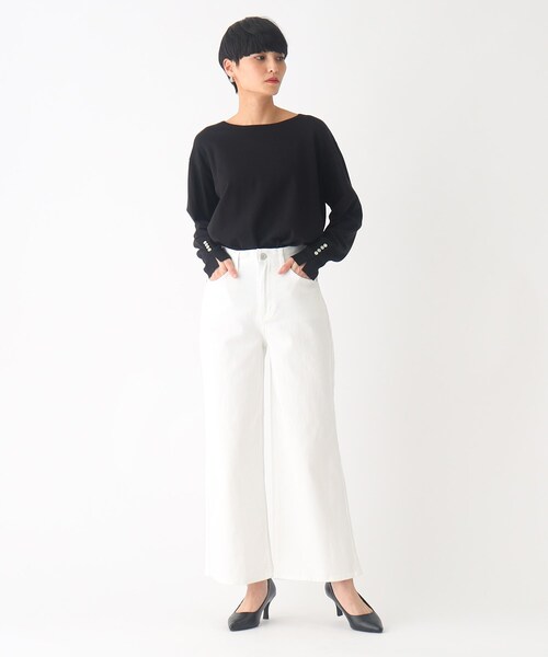 OPAQUE.CLIP（オペークドットクリップ）の「◆オーガニックコットン混デニム バギーパンツ（デニムパンツ・レディース・ダークネイビー/オフホワイト/ブルー・36/38/40/42）」の5枚目の写真