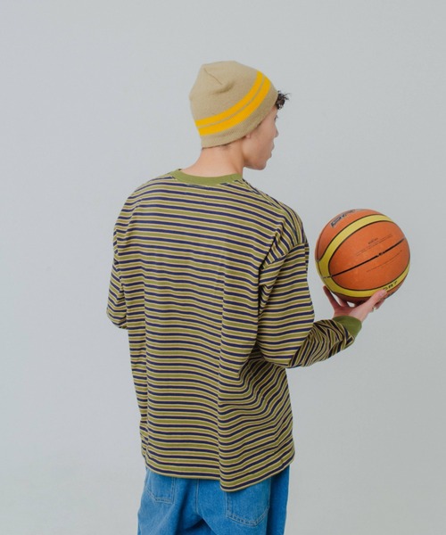 WudgeBoy（ワッジボーイ）の「WudgeBoy color border long Tee（Tシャツ/カットソー・レディース・ネイビー/カーキ/ベージュ・MEDIUM/LARGE）」の7枚目の写真
