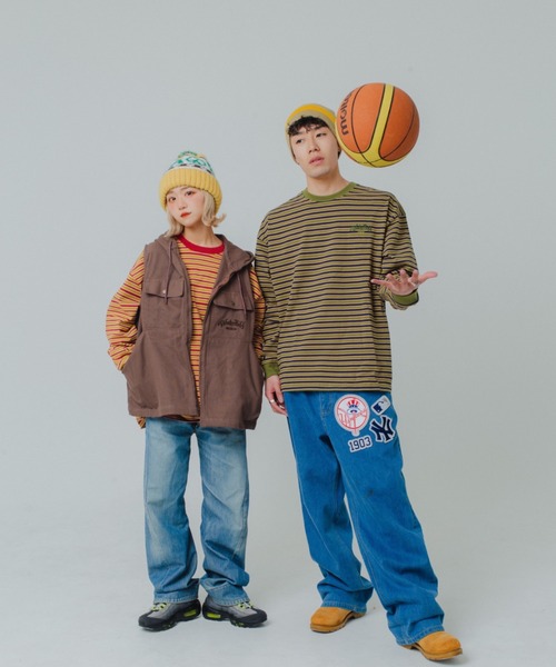 WudgeBoy（ワッジボーイ）の「WudgeBoy color border long Tee（Tシャツ/カットソー・レディース・ネイビー/カーキ/ベージュ・MEDIUM/LARGE）」の5枚目の写真