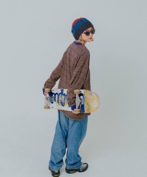 WudgeBoy（ワッジボーイ）の「WudgeBoy color border long Tee（Tシャツ/カットソー・レディース・ネイビー/カーキ/ベージュ・MEDIUM/LARGE）」の10枚目の写真