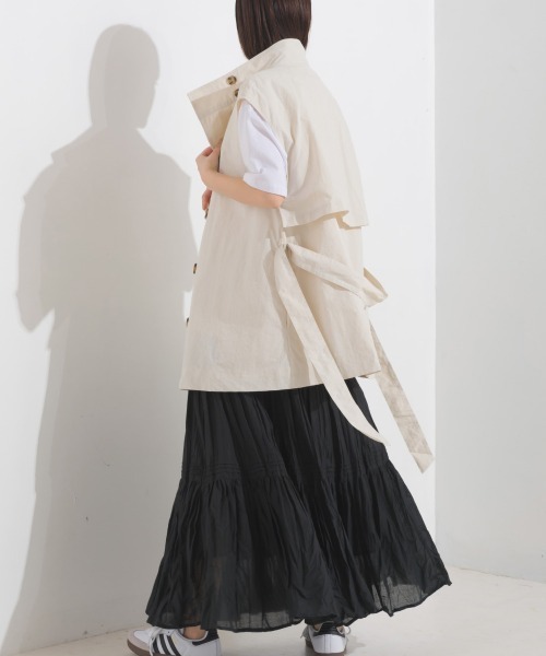 OMNES（オムネス）の「ノースリーブスタンドカラージャケット（その他アウター・レディース・グレイッシュベージュ/アイボリー/ブラック・FREE）」の13枚目の写真