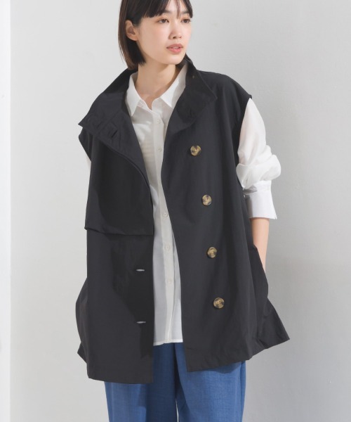 OMNES（オムネス）の「ノースリーブスタンドカラージャケット（その他アウター・レディース・グレイッシュベージュ/アイボリー/ブラック・FREE）」の14枚目の写真