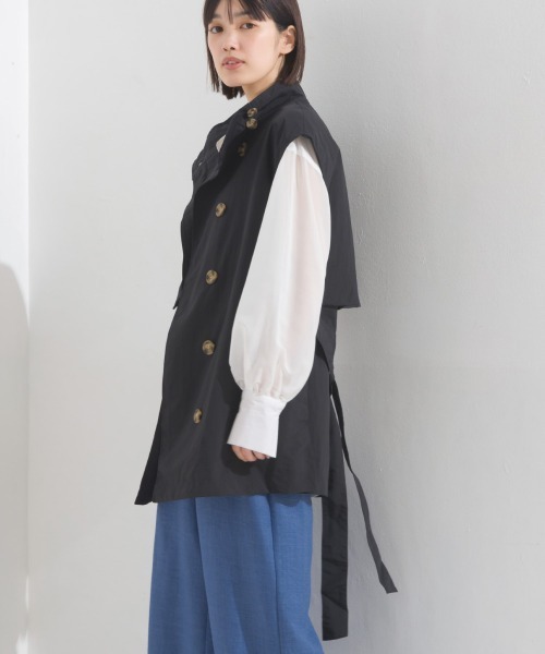 OMNES（オムネス）の「ノースリーブスタンドカラージャケット（その他アウター・レディース・グレイッシュベージュ/アイボリー/ブラック・FREE）」の15枚目の写真