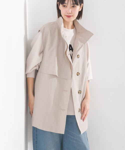 OMNES（オムネス）の「ノースリーブスタンドカラージャケット（その他アウター・レディース・グレイッシュベージュ/アイボリー/ブラック・FREE）」の19枚目の写真