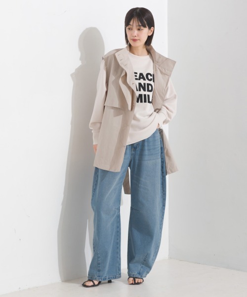 OMNES（オムネス）の「ノースリーブスタンドカラージャケット（その他アウター・レディース・グレイッシュベージュ/アイボリー/ブラック・FREE）」の22枚目の写真