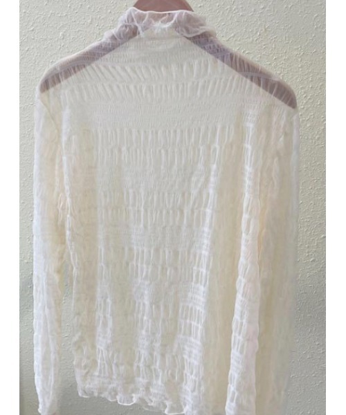 Sakka(サッカ)の「シャーリングシアーハイネックトップス(Tシャツ/カットソー・レディース・グレー/ホワイト/ブラック/ベージュ/パープル/ストーン・FREE)」の1枚目の写真