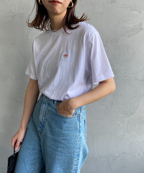 DANTON（ダントン）の「[DANTON/ダントン] ワンポイントロゴ クルーネックTシャツ（Tシャツ/カットソー・レディース・レッド/サックスブルー/ピンク/ブラック/ホワイト/グレー/ネイビー/グレイッシュベージュ・M/S）」の12枚目の写真