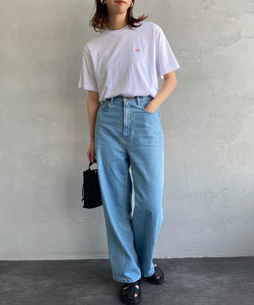 DANTON（ダントン）の「[DANTON/ダントン] ワンポイントロゴ クルーネックTシャツ（Tシャツ/カットソー・レディース・レッド/サックスブルー/ピンク/ブラック/ホワイト/グレー/ネイビー/グレイッシュベージュ・M/S）」の14枚目の写真