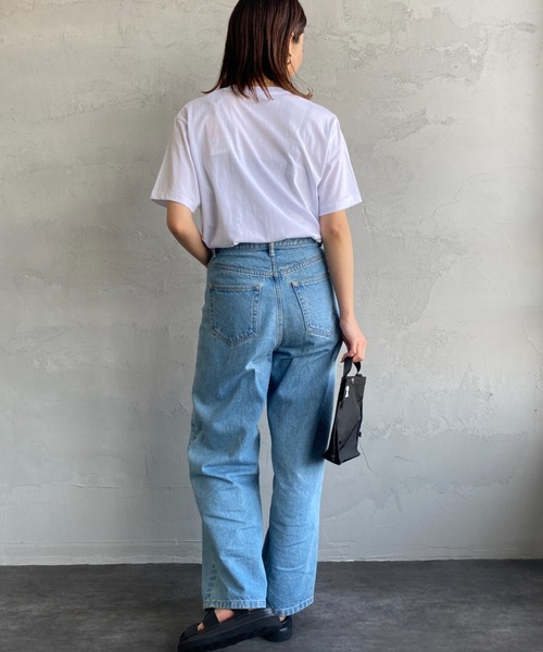 DANTON（ダントン）の「[DANTON/ダントン] ワンポイントロゴ クルーネックTシャツ（Tシャツ/カットソー・レディース・レッド/サックスブルー/ピンク/ブラック/ホワイト/グレー/ネイビー/グレイッシュベージュ・M/S）」の15枚目の写真