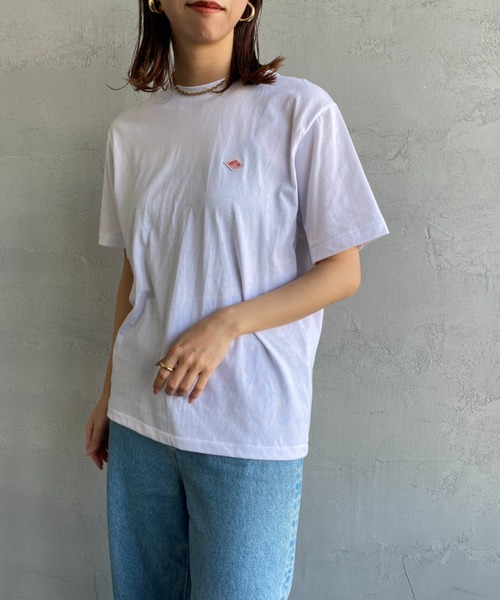 DANTON（ダントン）の「[DANTON/ダントン] ワンポイントロゴ クルーネックTシャツ（Tシャツ/カットソー・レディース・レッド/サックスブルー/ピンク/ブラック/ホワイト/グレー/ネイビー/グレイッシュベージュ・M/S）」の16枚目の写真