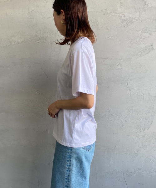 DANTON（ダントン）の「[DANTON/ダントン] ワンポイントロゴ クルーネックTシャツ（Tシャツ/カットソー・レディース・レッド/サックスブルー/ピンク/ブラック/ホワイト/グレー/ネイビー/グレイッシュベージュ・M/S）」の17枚目の写真