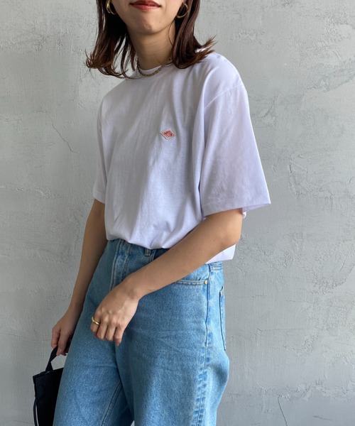 DANTON（ダントン）の「[DANTON/ダントン] ワンポイントロゴ クルーネックTシャツ（Tシャツ/カットソー・レディース・レッド/サックスブルー/ピンク/ブラック/ホワイト/グレー/ネイビー/グレイッシュベージュ・M/S）」の19枚目の写真