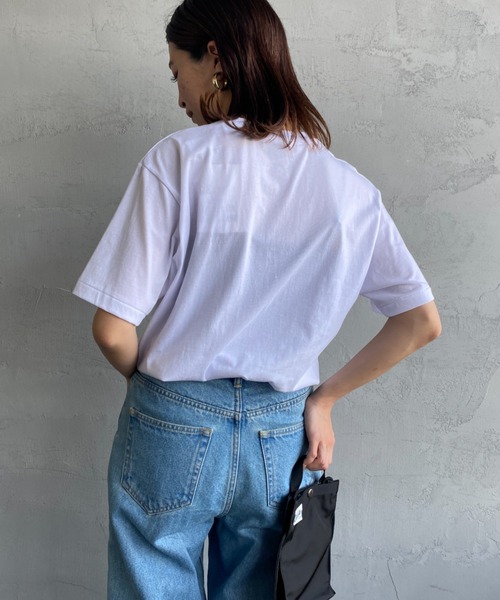 DANTON（ダントン）の「[DANTON/ダントン] ワンポイントロゴ クルーネックTシャツ（Tシャツ/カットソー・レディース・レッド/サックスブルー/ピンク/ブラック/ホワイト/グレー/ネイビー/グレイッシュベージュ・M/S）」の20枚目の写真