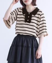 somari imagination（ソマリ イマジネーション）の「『ボーダー柄フリルニットポロシャツ』（ポロシャツ）」
