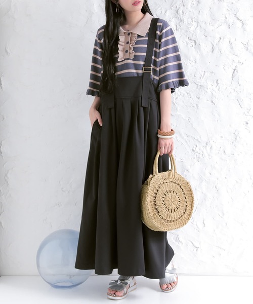 somari imagination(ソマリ イマジネーション)の「『ボーダー柄フリルニットポロシャツ』(ポロシャツ・レディース・ネイビー/ライトベージュ/ブラック・2/1)」の12枚目の写真