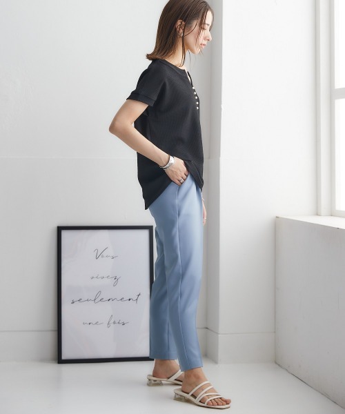 nissen(ニッセン)の「ふくれジャガードカットソーパール調ビーズ付スキッパートップス(Tシャツ/カットソー・レディース・ブラック/グリーン/モカ・S/M/L/LL)」の12枚目の写真